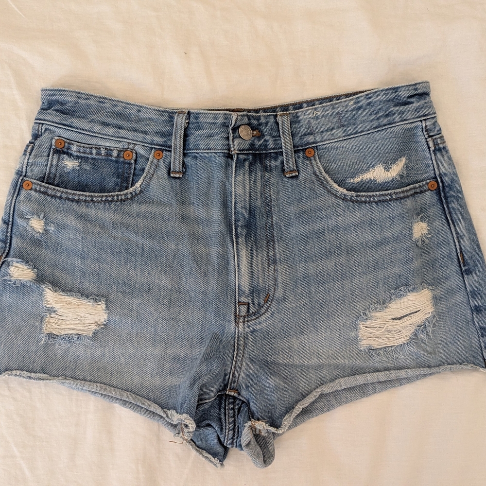 Madewell Light Blue Distressed Denim Cutoff Shorts